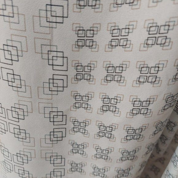 Harve Bernard Geometric Pattern L/S Blouse Cream Tan/Black Women's small - Picture 6 of 10